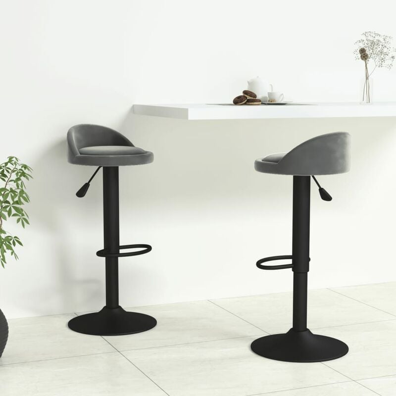 

Taburetes de cocina 2 unidades terciopelo gris oscuro