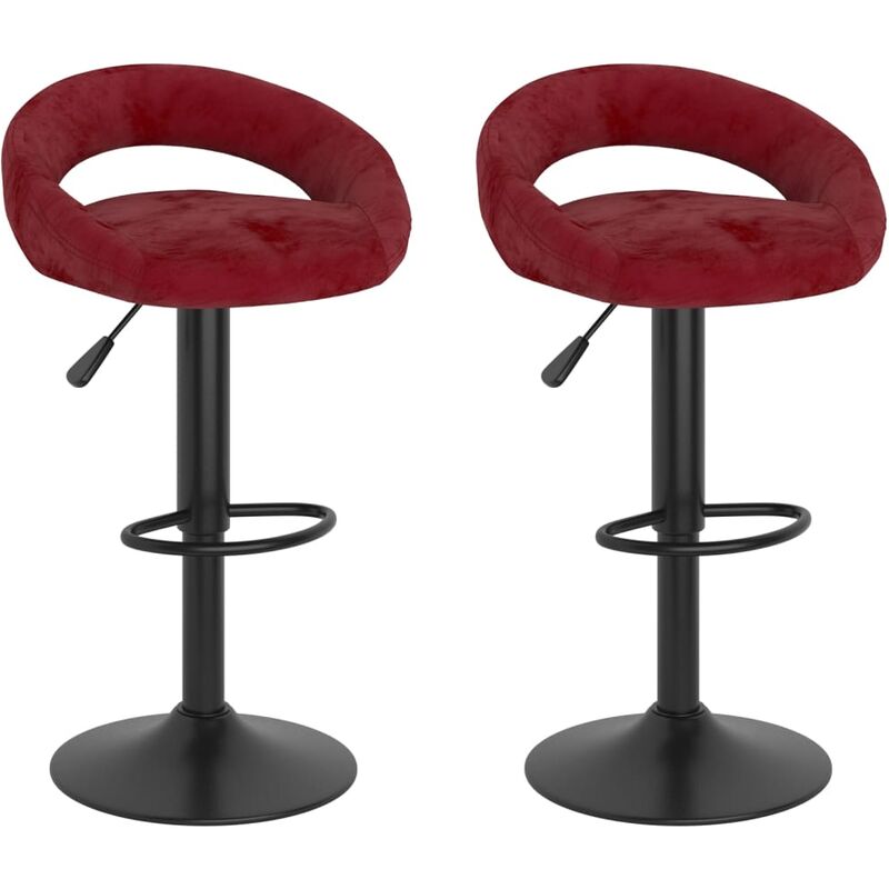 

BHD - Taburetes de cocina 2 unidades terciopelo rojo vino tinto