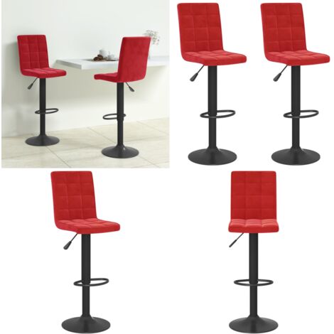 Taburetes de cocina 2 unidades terciopelo rojo vino tinto - Taburete de cocina - Asiento giratorio