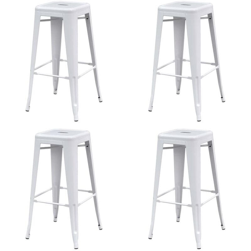 

Taburetes de cocina 4 unidades acero blanco