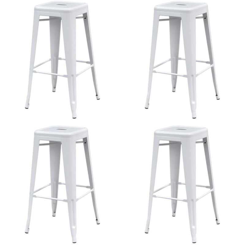 

vidaXL Taburetes de Cocina Acero Blanco 4 Unidades - Blanco