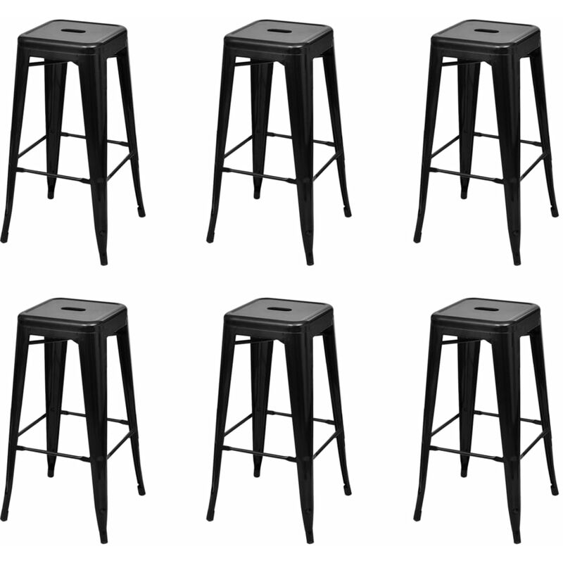 

Vidaxl - Taburetes de Cocina Acero Negro 6 Unidades - Negro