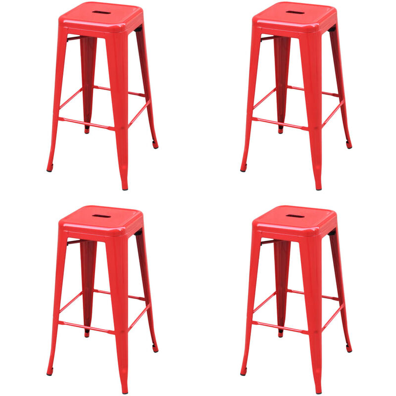 

Vidaxl - Taburetes de Cocina Acero Rojo 4 Unidades - Rojo