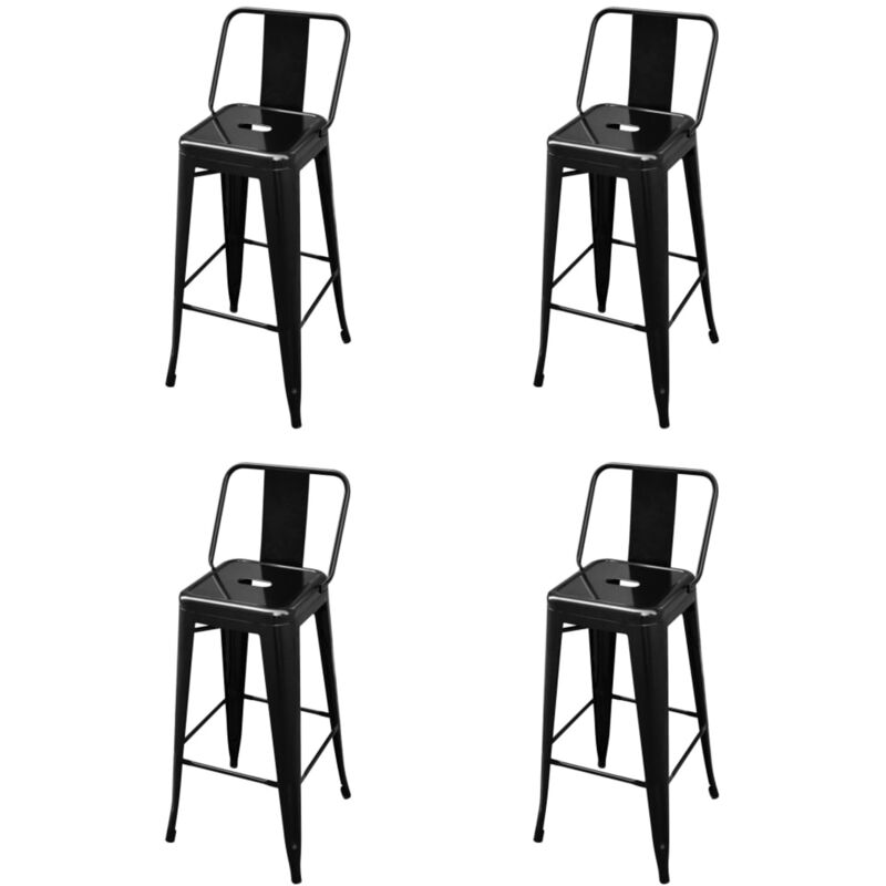 

Happyshopping - Taburetes de cocina 4 unidades acero negro