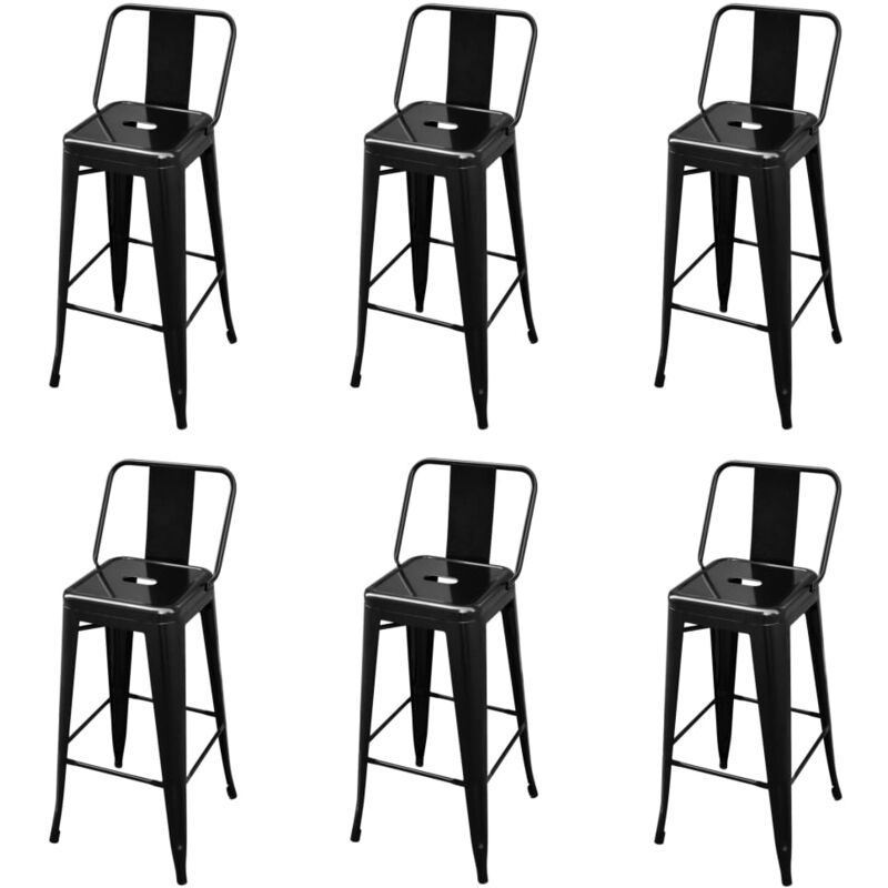

vidaXL Taburetes de Cocina Acero 6 Unidades Negro - Negro
