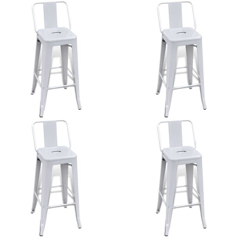 

vidaXL Taburetes de Cocina Acero 4 Unidades Blanco - Blanco