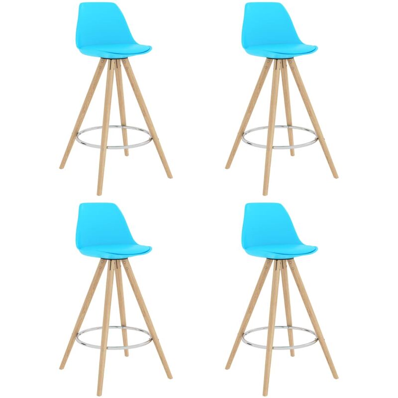 

Taburetes de cocina 4 unidades azul PP y madera maciza de haya