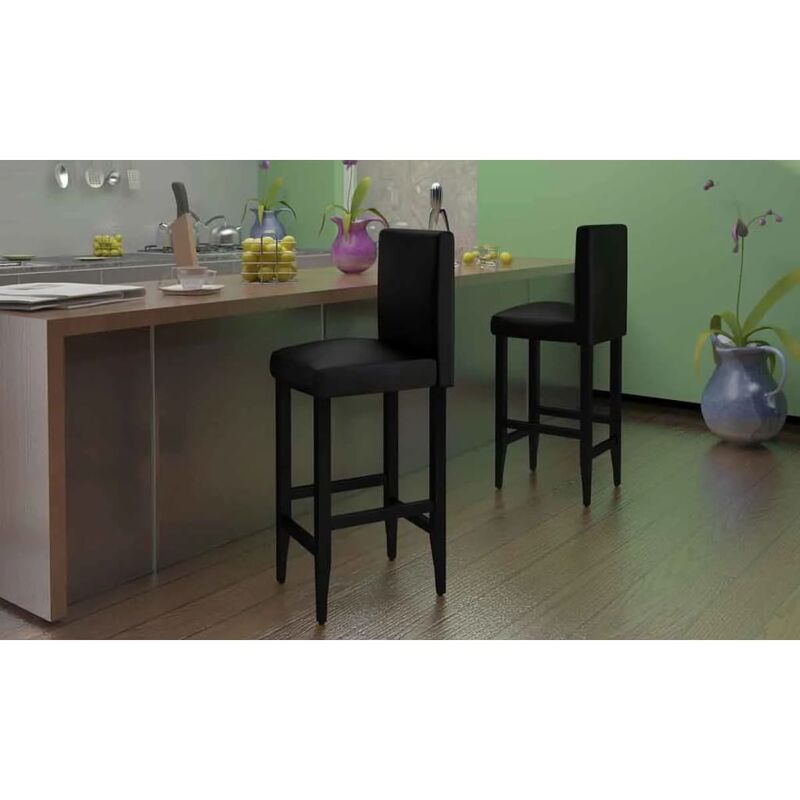 

Taburetes de cocina 4 unidades cuero artificial negro