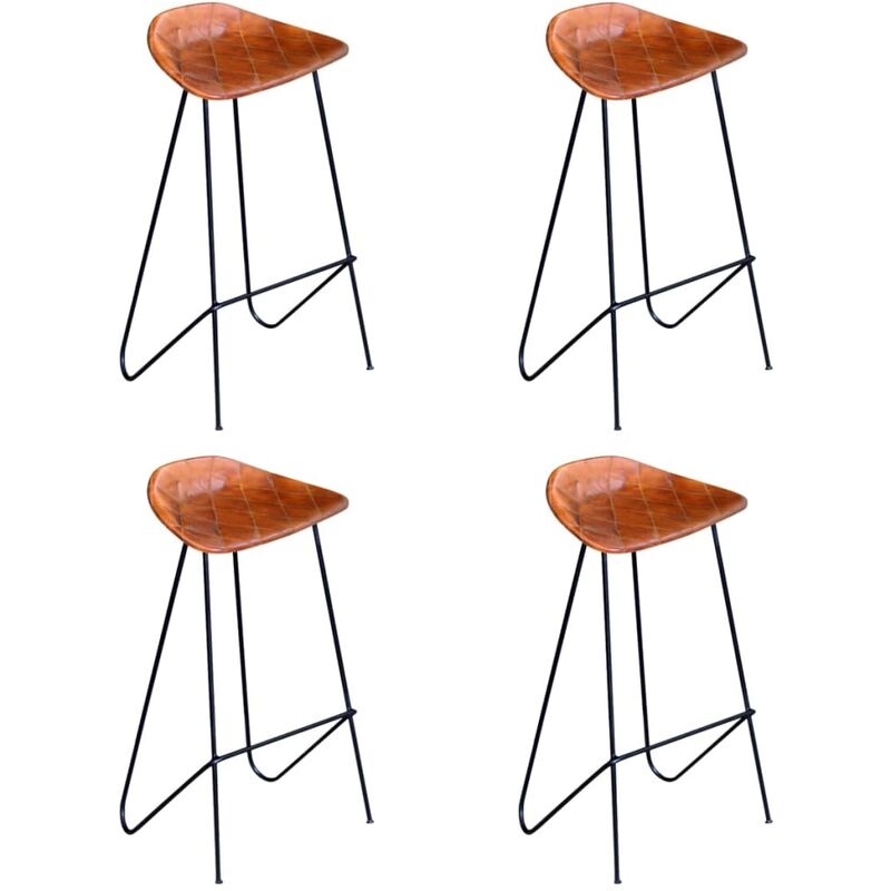 

Taburetes de cocina 4 unidades cuero autentico marron