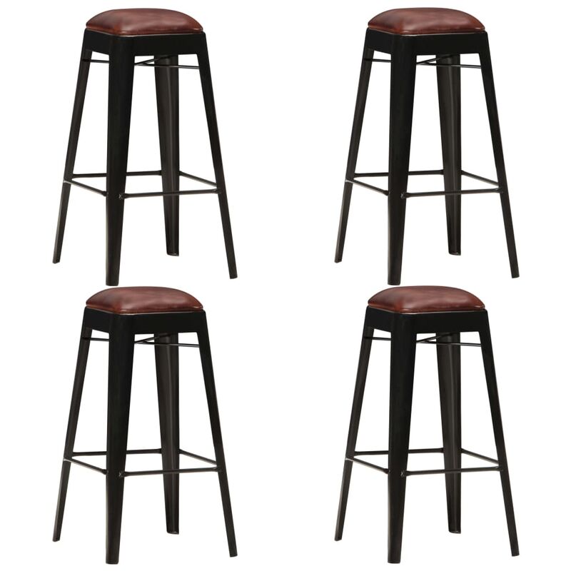 

Taburetes de cocina 4 unidades cuero auténtico negro