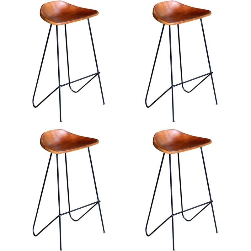 

Taburetes de cocina 4 unidades cuero auténtico marrón - Marrón
