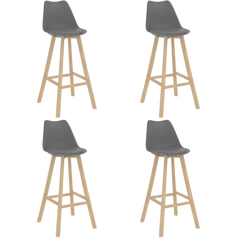 

Taburetes de cocina 4 unidades gris PP y madera maciza de haya