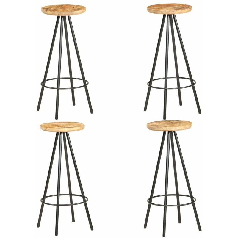 

Happyshopping - Taburetes de cocina 4 unidades madera de mango rugosa