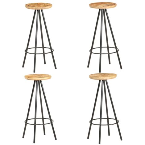 Taburetes de cocina 4 unidades madera de mango rugosa