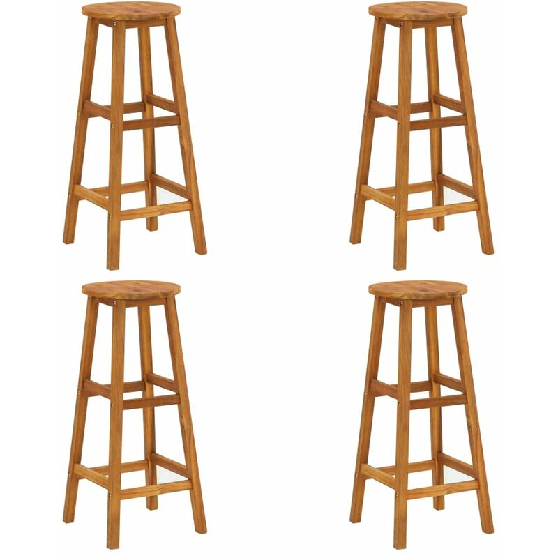 

Happyshopping - Taburetes de cocina 4 unidades madera maciza de acacia