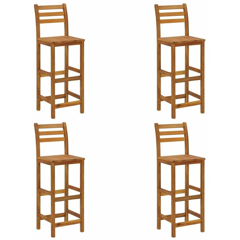 

Happyshopping - Taburetes de cocina 4 unidades madera maciza de acacia