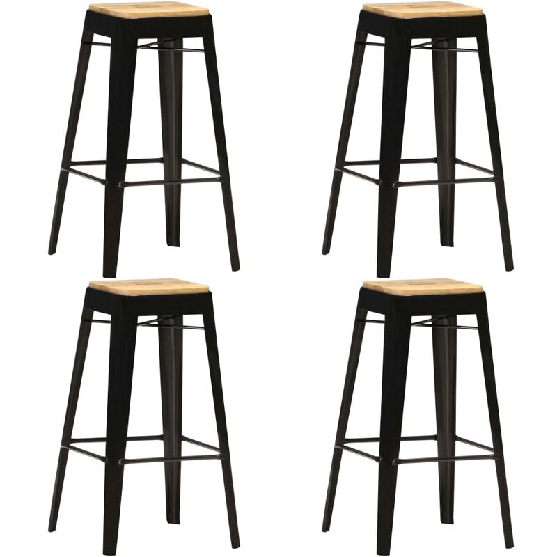 

Taburetes de cocina 4 unidades madera maciza de mango negro