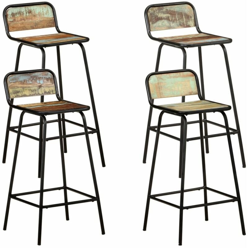 

Happyshopping - Taburetes de cocina 4 unidades madera maciza reciclada