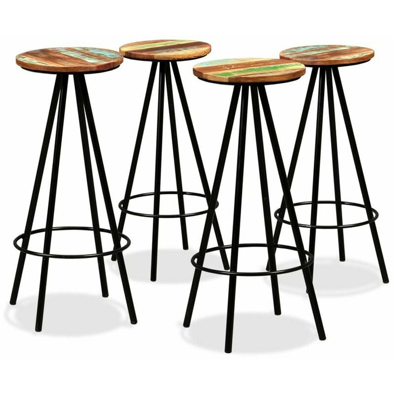 

Taburetes de cocina 4 unidades madera maciza reciclada