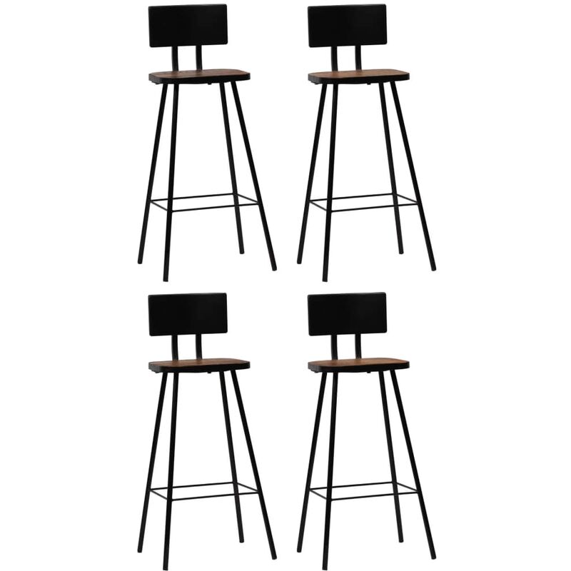

BHD - Taburetes de cocina 4 unidades madera maciza reciclada