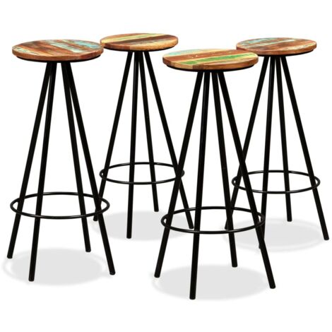 Taburetes de cocina 4 unidades madera maciza reciclada