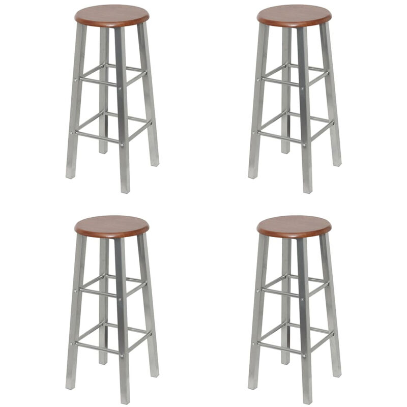 

Happyshopping - Taburetes de cocina 4 unidades MDF plateado y marron
