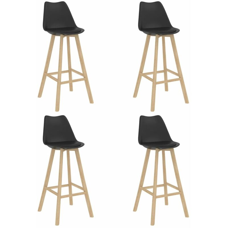 

Happyshopping - Taburetes de cocina 4 unidades PP negro madera maciza de haya