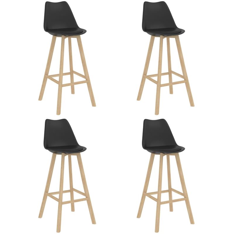 

Taburetes de cocina 4 unidades PP negro madera maciza de haya