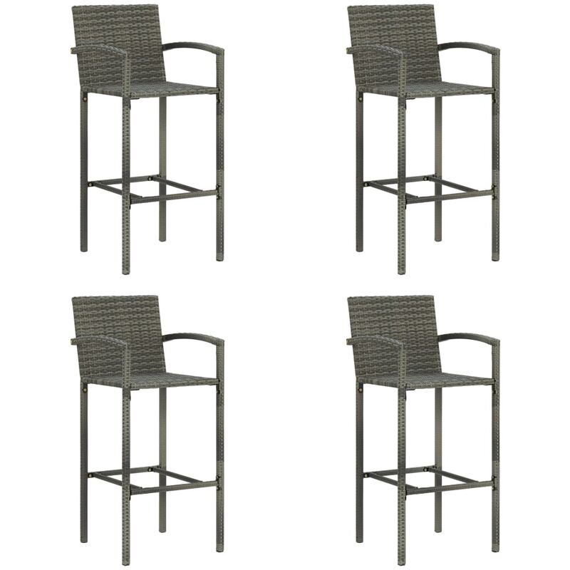 

Taburetes de cocina 4 unidades ratán sintético gris