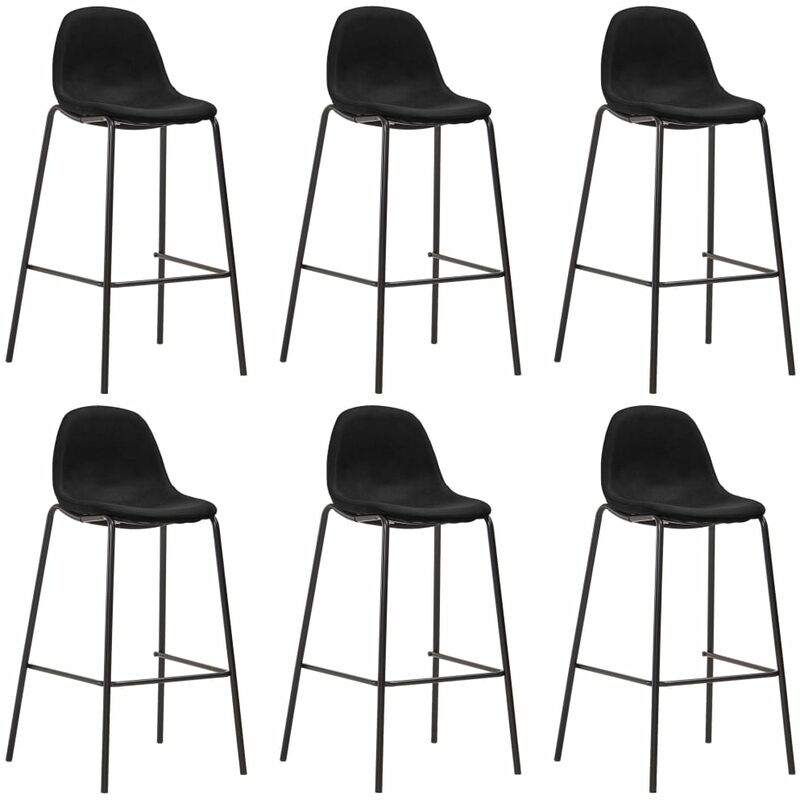 

vidaXL Taburetes de Cocina Tela 6 Unidades Negro - Negro