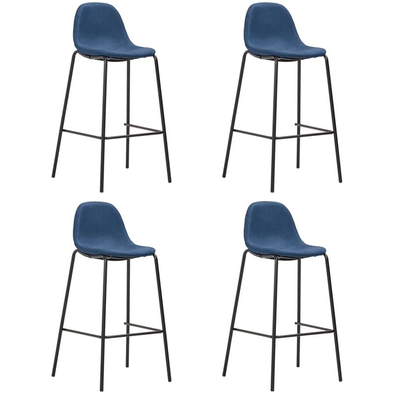

Taburetes de cocina 4 unidades tela azul