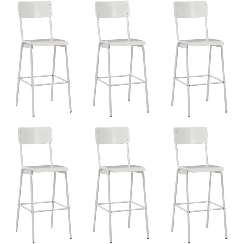 

Taburetes de cocina 6 uds madera contrachapada y acero blanco