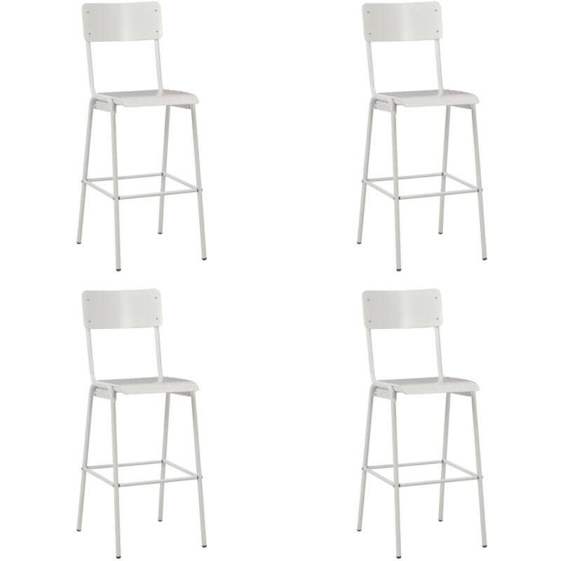 

vidaXL Madera Contrachapada Taburetes de Cocina Acero 4 Unidades Blanco - Blanco