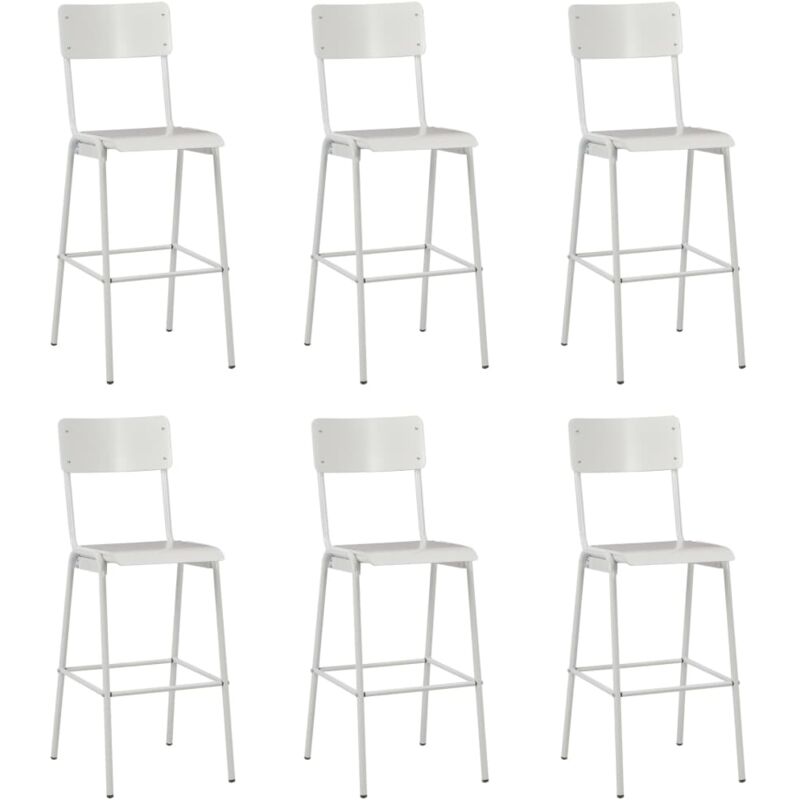 

vidaXL Madera Contrachapada Taburetes de Cocina Acero 6 Unidades Blanco - Blanco