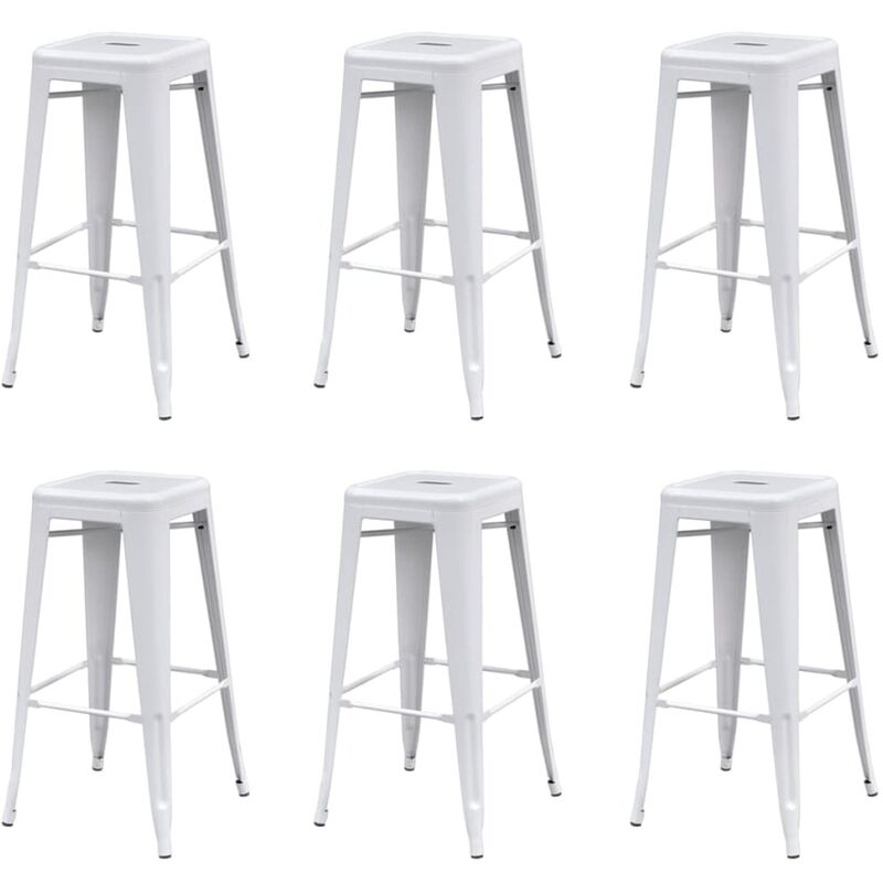

Taburetes de cocina 6 unidades acero blanco