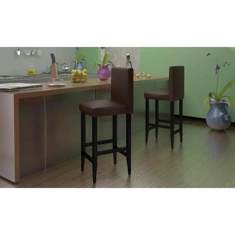 

Taburetes de cocina 6 unidades cuero sintético marrón oscuro