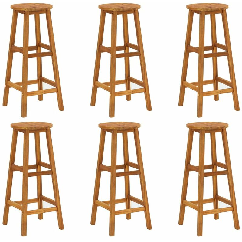 

Happyshopping - Taburetes de cocina 6 unidades madera maciza de acacia