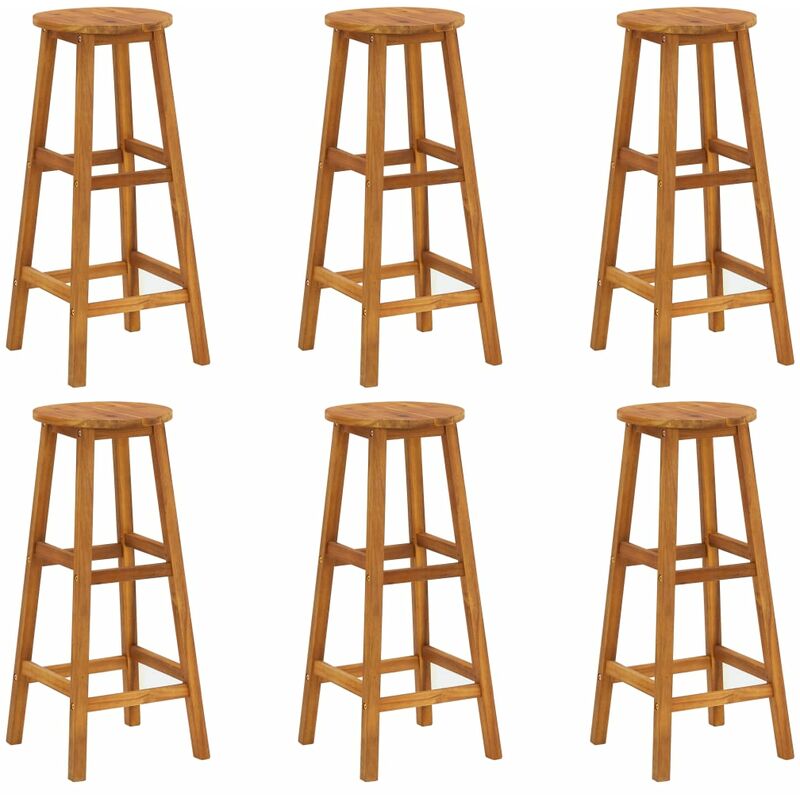 

Taburetes de cocina 6 unidades madera maciza de acacia - Marrón
