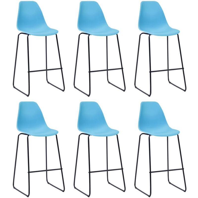 

Taburetes de cocina 6 unidades plástico azul