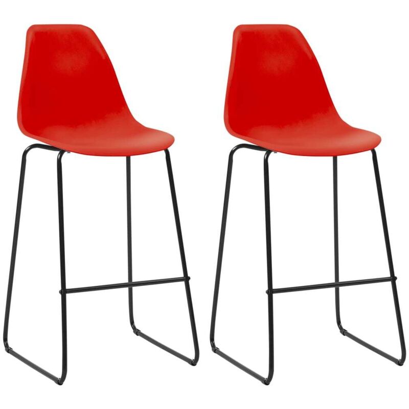 

vidaXL Taburetes de Cocina Plástico 2 Unidades Rojo - Rojo