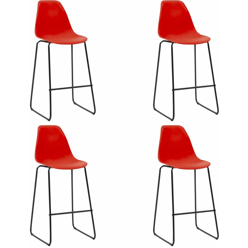 

vidaXL Taburetes de Cocina Plástico 4 Unidades Rojo - Rojo