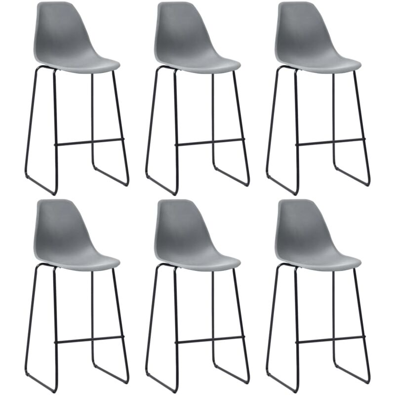

vidaXL Taburetes de Cocina Plástico 6 Unidades Gris - Gris