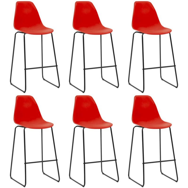 

vidaXL Taburetes de Cocina Plástico 6 Unidades Rojo - Rojo