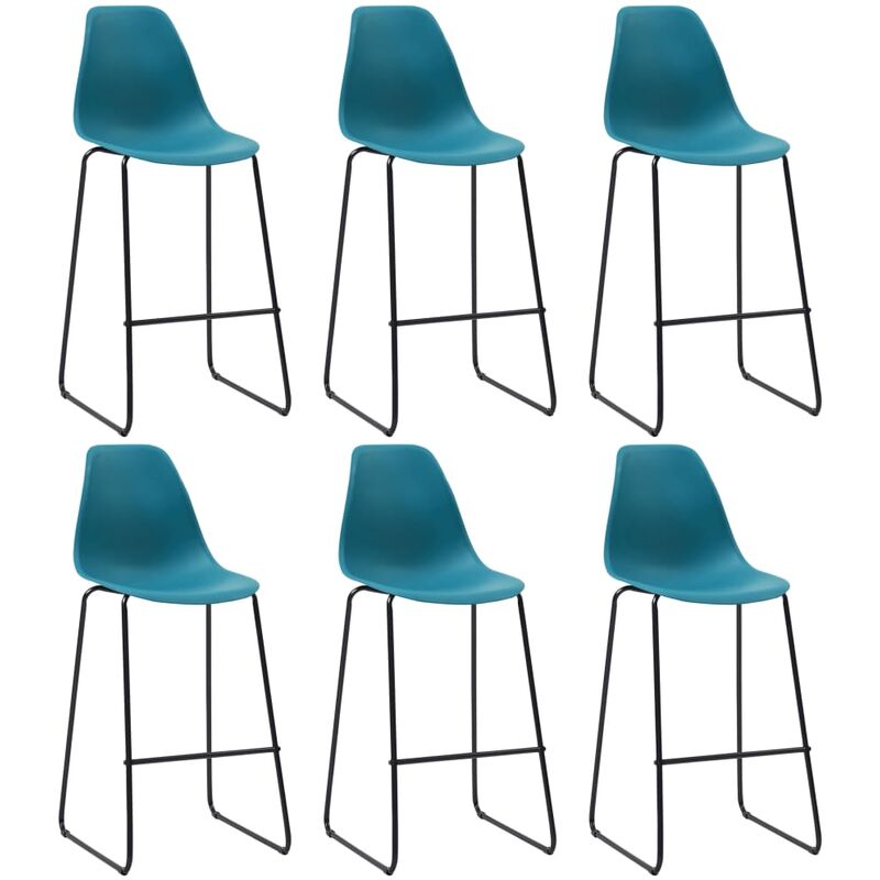 

Taburetes de cocina 6 unidades plástico azul turquesa