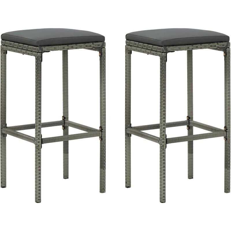 

Taburetes de cocina con cojines 2 uds ratán sintético gris