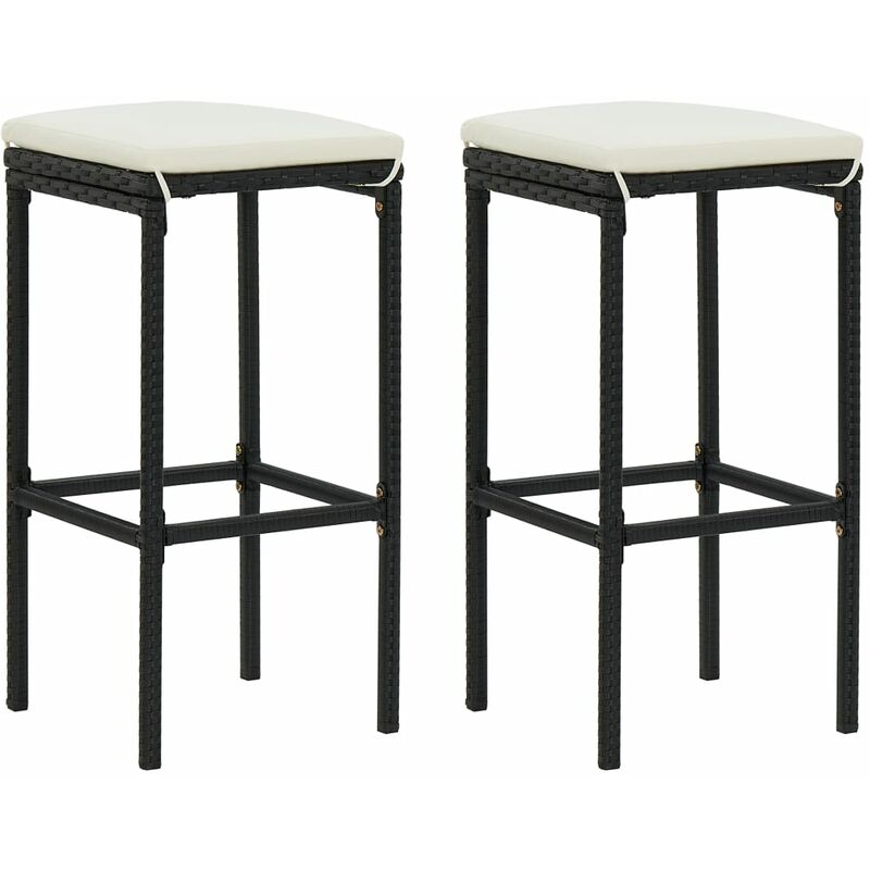

Taburetes de cocina con cojines 2 uds ratán sintético negro