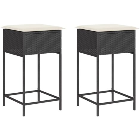 Taburetes de cocina con cojines 2 uds ratán sintético negro vidaXL