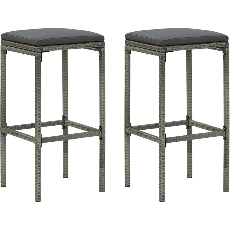 

Taburetes de cocina con cojines 2 uds ratán sintético gris - Gris