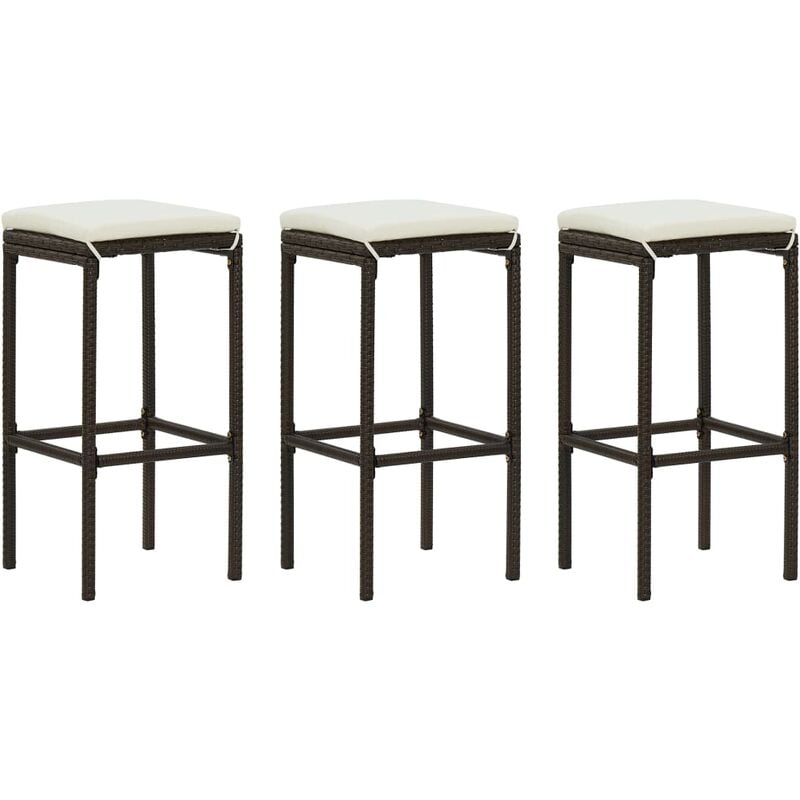 

Taburetes de cocina con cojines 3 uds ratán sintético marrón