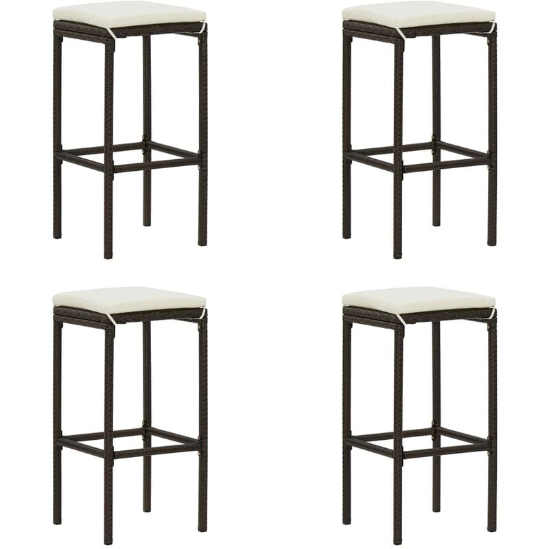 

Taburetes de cocina con cojines 4 uds ratán sintético marrón